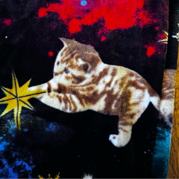 Womens (Jrs) Black Velvet Christmas Kitty Cat Holiday Overalls Jumpsuit - Picture 9 of 13